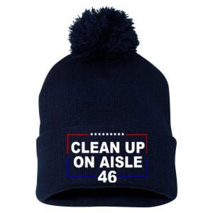 Clean Up On Aisle 46 Anti Biden Pom Pom 12in Knit Beanie