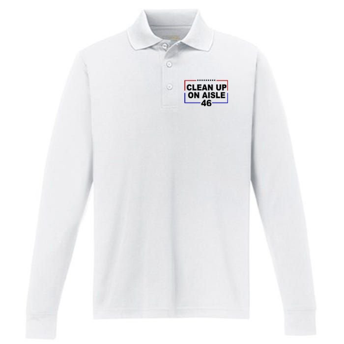 Clean Up On Aisle 46 Anti Biden Performance Long Sleeve Polo