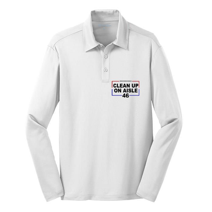 Clean Up On Aisle 46 Anti Biden Silk Touch Performance Long Sleeve Polo