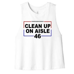 Clean Up On Aisle 46 Anti Biden Women's Racerback Cropped Tank