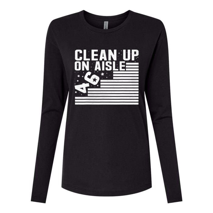 Clean Up On Aisle 46 Impeach Biden Sarcastic Anti Biden 86 46 Womens Cotton Relaxed Long Sleeve T-Shirt