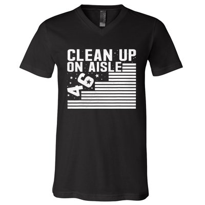 Clean Up On Aisle 46 Impeach Biden Sarcastic Anti Biden 86 46 V-Neck T-Shirt