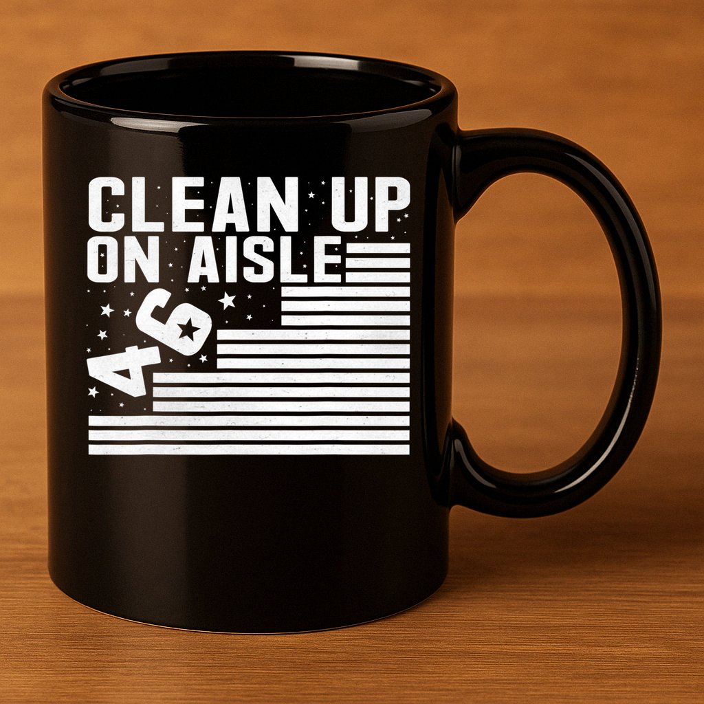 Clean Up On Aisle 46 Impeach Biden Sarcastic Anti Biden 86 46 11oz C Handle Ceramic Mug