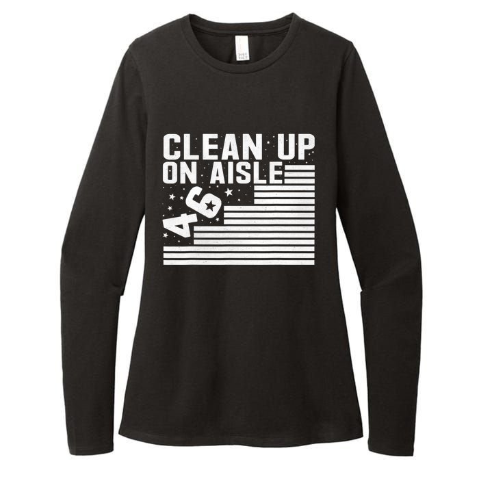 Clean Up On Aisle 46 Impeach Biden Sarcastic Anti Biden 86 46 Womens CVC Long Sleeve Shirt