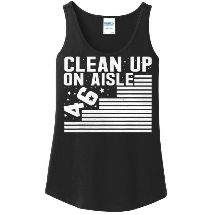 Clean Up On Aisle 46 Impeach Biden Sarcastic Anti Biden 86 46 Ladies Essential Tank