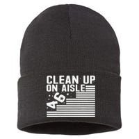 Clean Up On Aisle 46 Impeach Biden Sarcastic Anti Biden 86 46 Sustainable Knit Beanie