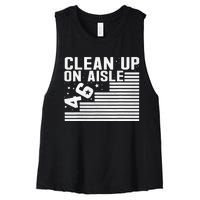 Clean Up On Aisle 46 Impeach Biden Sarcastic Anti Biden 86 46 Women's Racerback Cropped Tank