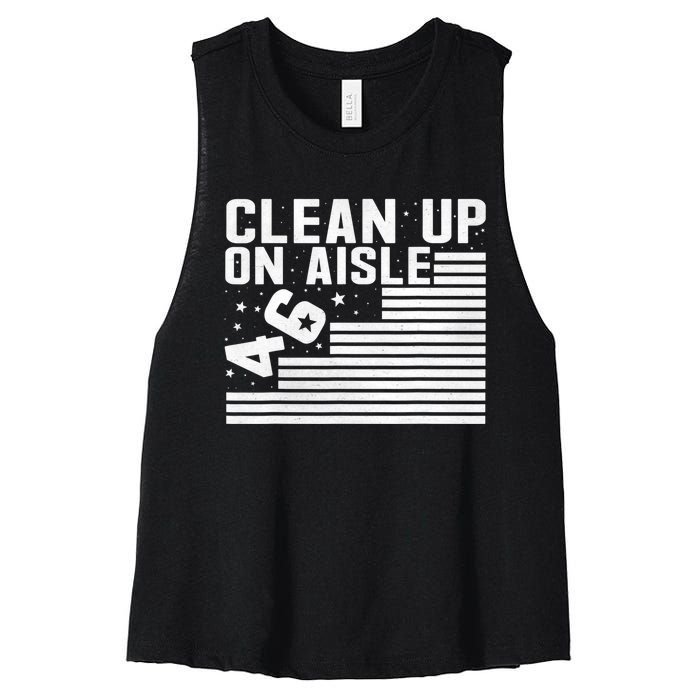 Clean Up On Aisle 46 Impeach Biden Sarcastic Anti Biden 86 46 Women's Racerback Cropped Tank