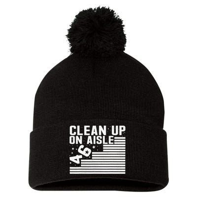 Clean Up On Aisle 46 Impeach Biden Sarcastic Anti Biden 86 46 Pom Pom 12in Knit Beanie