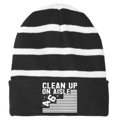 Clean Up On Aisle 46 Impeach Biden Sarcastic Anti Biden 86 46 Striped Beanie with Solid Band