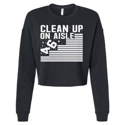 Clean Up On Aisle 46 Impeach Biden Sarcastic Anti Biden 86 46 Cropped Pullover Crew