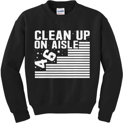 Clean Up On Aisle 46 Impeach Biden Sarcastic Anti Biden 86 46 Kids Sweatshirt