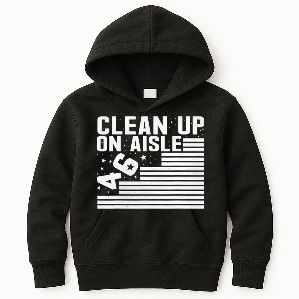 Clean Up On Aisle 46 Impeach Biden Sarcastic Anti Biden 86 46 Kids Hoodie