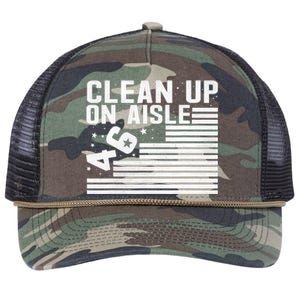 Clean Up On Aisle 46 Impeach Biden Sarcastic Anti Biden 86 46 Retro Rope Trucker Hat Cap