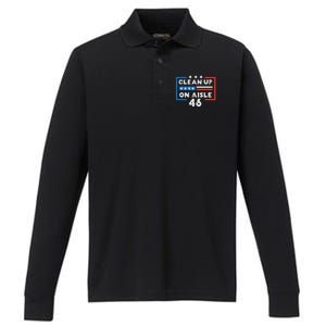 Clean Up On Aisle 46 Performance Long Sleeve Polo