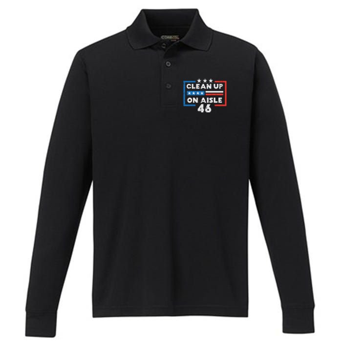 Clean Up On Aisle 46 Performance Long Sleeve Polo