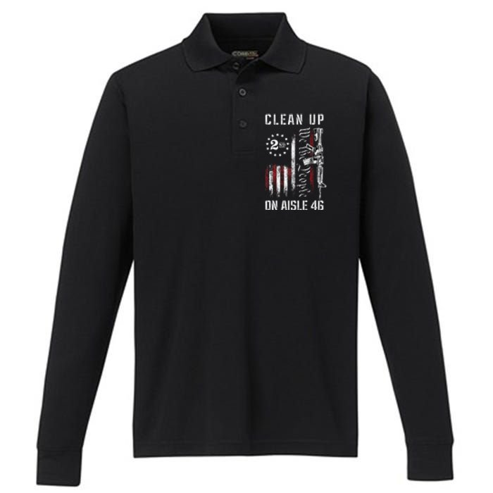 Clean Up On Aisle 46 We The People American Flag AR 15 Performance Long Sleeve Polo