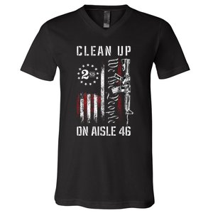 Clean Up On Aisle 46 We The People American Flag AR 15 V-Neck T-Shirt