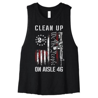 Clean Up On Aisle 46 We The People American Flag AR 15 Women's Racerback Cropped Tank