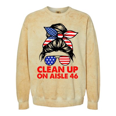 Clean Up On Aisle 46 American Messy Bun Colorblast Crewneck Sweatshirt