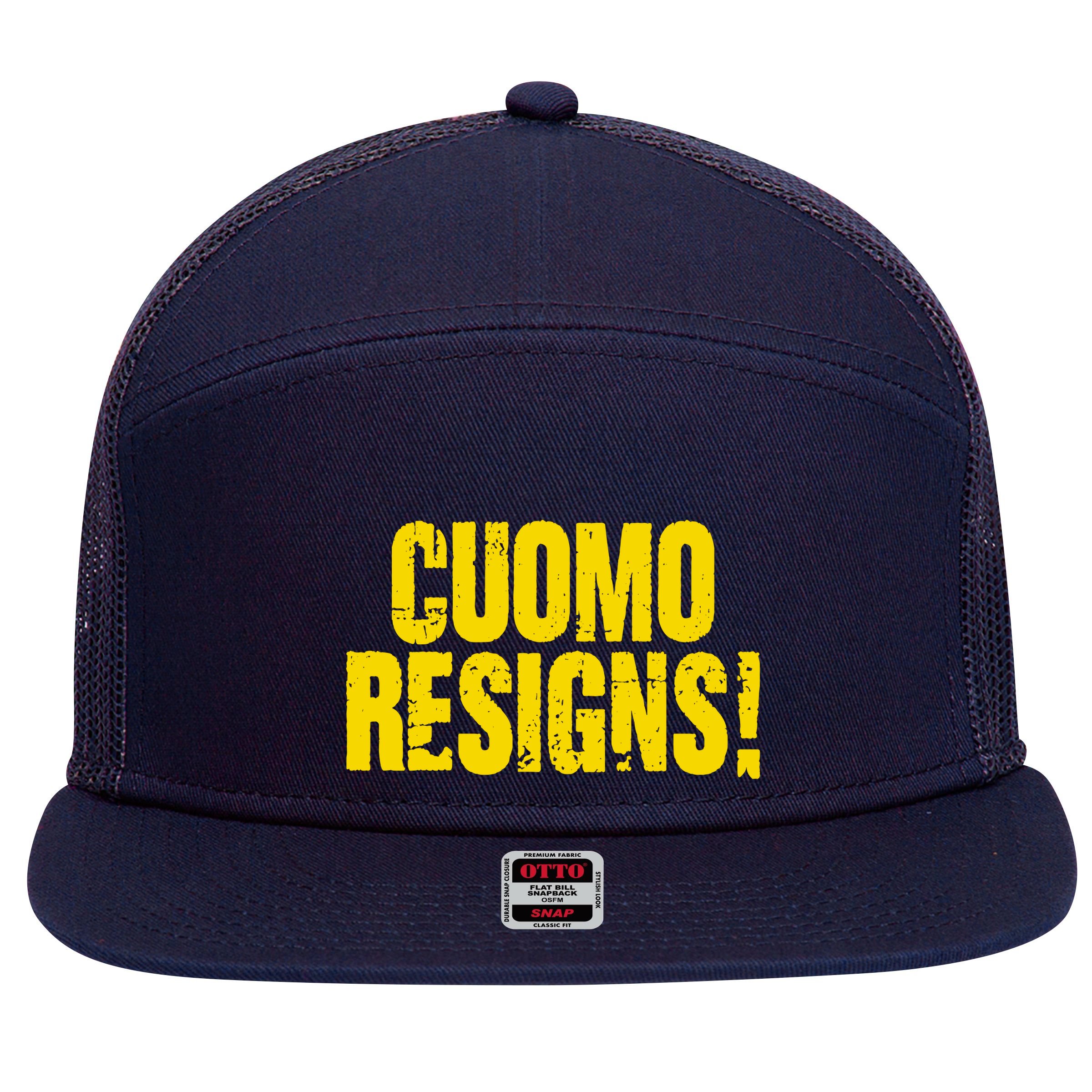 Cuomo Resigns Anti Andrew Cuomo 7 Panel Mesh Trucker Snapback Hat