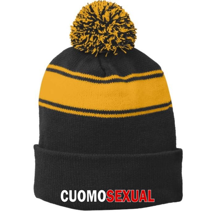 Cuomosexual Stripe Pom Pom Beanie