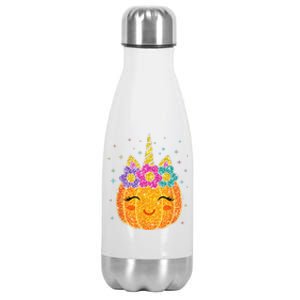 Cute Unicorn Pumpkin Halloween Thanksgiving Stainless Steel Insulated Water Bottle