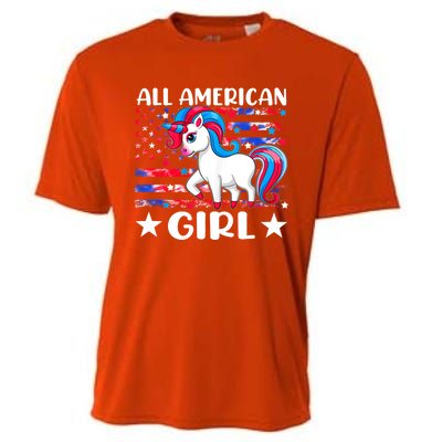 Cute Unicorn Patriotic Funny 4th Of July All American Cool Gift Cooling Performance Crew T-Shirt