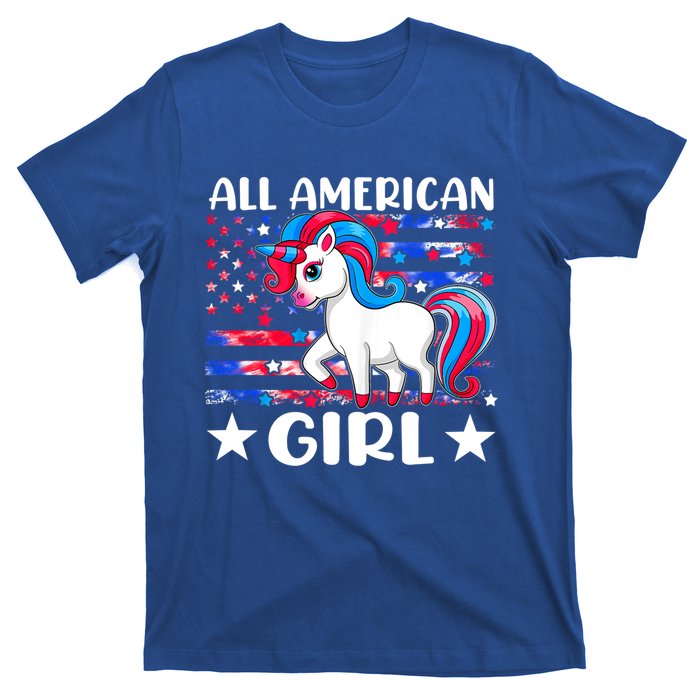 Cute Unicorn Patriotic Funny 4th Of July All American Cool Gift T-Shirt