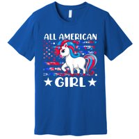 Cute Unicorn Patriotic Funny 4th Of July All American Cool Gift Premium T-Shirt