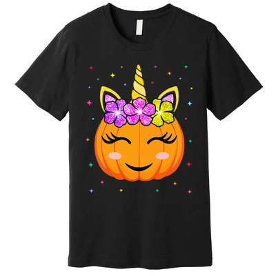 Cute Unicorn Pumpkin Unny Halloween Costume Premium T-Shirt