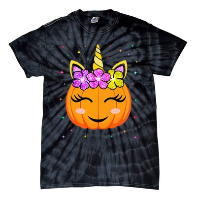 Cute Unicorn Pumpkin Unny Halloween Costume Tie-Dye T-Shirt