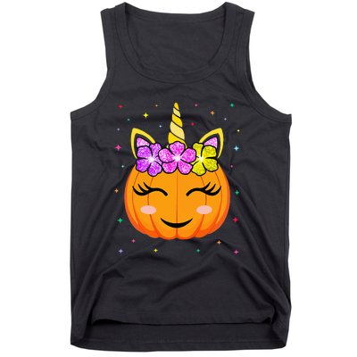 Cute Unicorn Pumpkin Unny Halloween Costume Tank Top