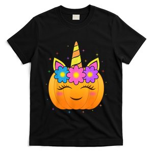 Cute Unicorn Pumpkin Girls Kids Funny Halloween Costume T-Shirt