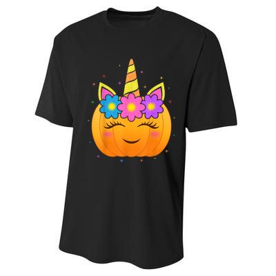 Cute Unicorn Pumpkin Girls Kids Funny Halloween Costume Performance Sprint T-Shirt