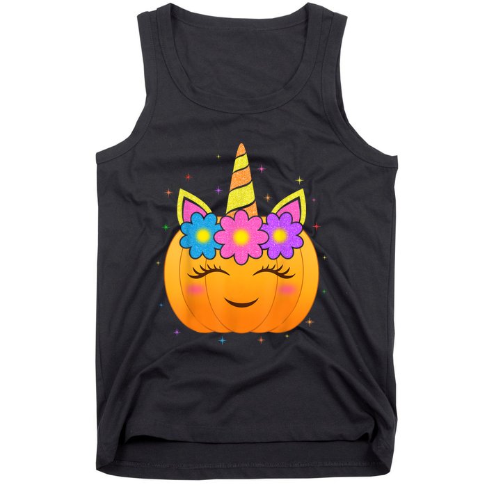 Cute Unicorn Pumpkin Girls Kids Funny Halloween Costume Tank Top