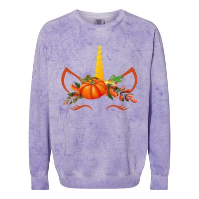 Cute Unicorn Pumpkin For Halloween Thanksgiving Colorblast Crewneck Sweatshirt