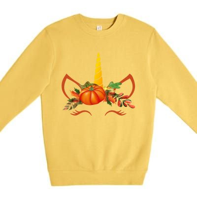 Cute Unicorn Pumpkin For Halloween Thanksgiving Premium Crewneck Sweatshirt