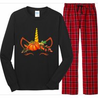 Cute Unicorn Pumpkin For Halloween Thanksgiving Long Sleeve Pajama Set