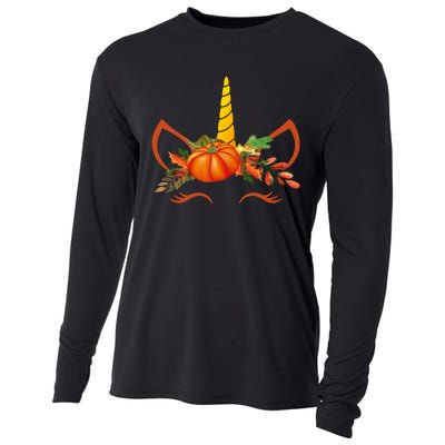 Cute Unicorn Pumpkin For Halloween Thanksgiving Cooling Performance Long Sleeve Crew