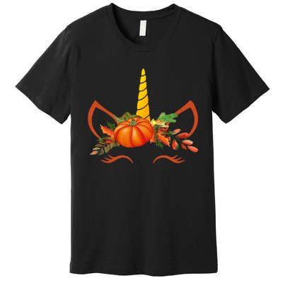 Cute Unicorn Pumpkin For Halloween Thanksgiving Premium T-Shirt