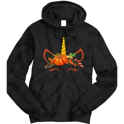 Cute Unicorn Pumpkin For Halloween Thanksgiving Tie Dye Hoodie