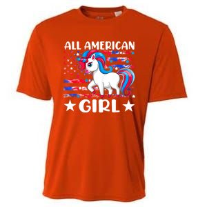 Cute Unicorn Patriotic Funny 4th Of July All American Cool Gift Cooling Performance Crew T-Shirt