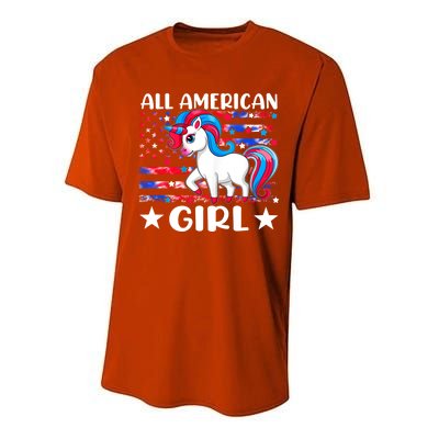 Cute Unicorn Patriotic Funny 4th Of July All American Cool Gift Performance Sprint T-Shirt