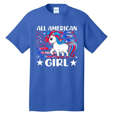 Cute Unicorn Patriotic Funny 4th Of July All American Cool Gift Tall T-Shirt