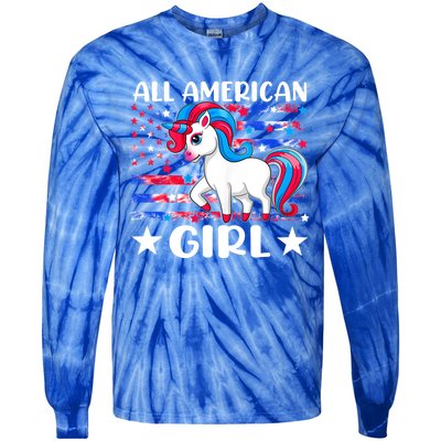 Cute Unicorn Patriotic Funny 4th Of July All American Cool Gift Tie-Dye Long Sleeve Shirt