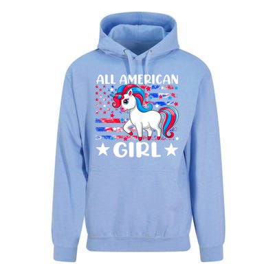 Cute Unicorn Patriotic Funny 4th Of July All American Cool Gift Unisex Surf Hoodie