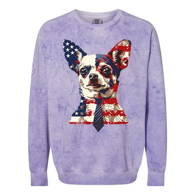 Chihuahua Usa Patriotic American Flag Colorblast Crewneck Sweatshirt