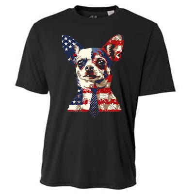 Chihuahua Usa Patriotic American Flag Cooling Performance Crew T-Shirt