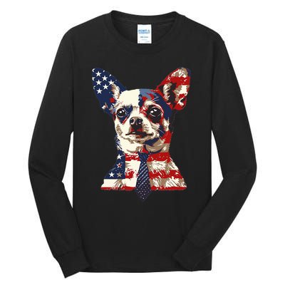 Chihuahua Usa Patriotic American Flag Tall Long Sleeve T-Shirt